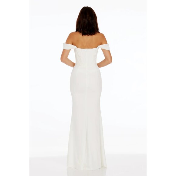 DRESS THE POPULATION Melania Off the Shoulder Gown in White Size Medium - Picture 10 of 10